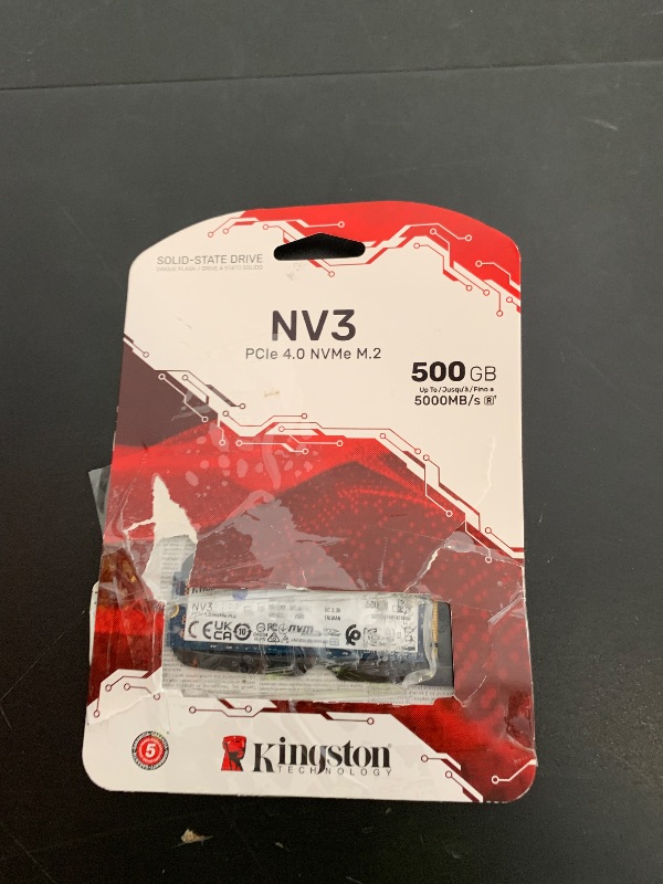 Photo 1 of Kingston NV3 500GB M.2 2280 NVMe SSD | PCIe 4.0 Gen 4x4 | Up to 5000 MB/s | SNV3S/500G