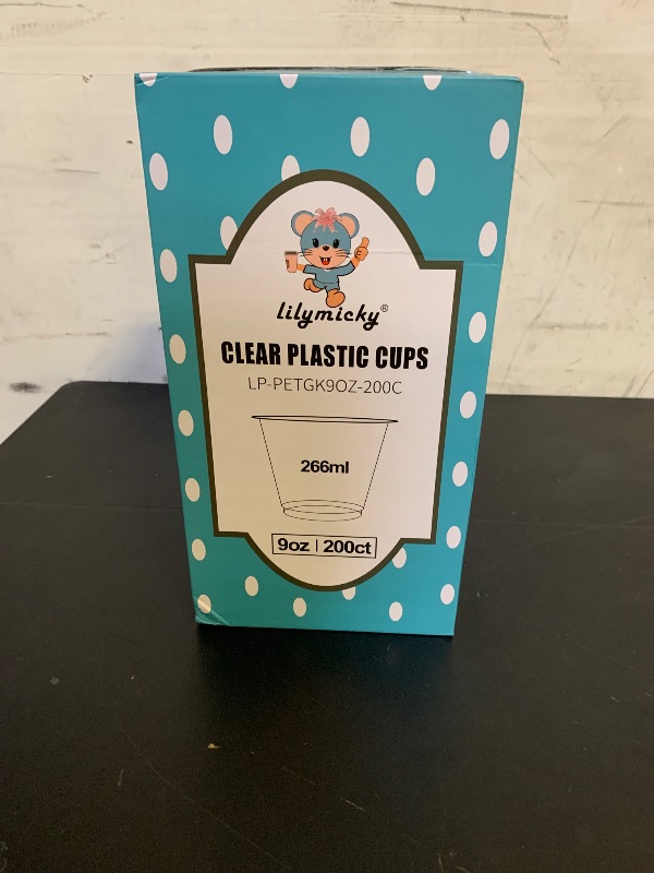 Photo 1 of Lilymicky 200 Pack 9 oz Clear Plastic Cups, 9 Ounce Disposable Plastic Drinking Cups, Crystal Clear, for Parties, Ceremonies, Events