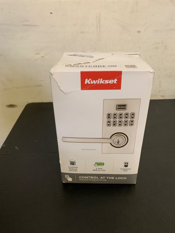 Photo 1 of Kwikset SmartCode 917 Keypad Keyless Entry Contemporary Residential Electronic Lever Lock Deadbolt Alternative with Halifax Door Lever and SmartKey Security, Satin Nickel