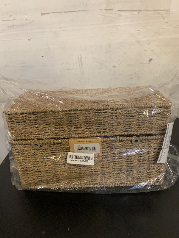 Photo 1 of StorageWorks Woven Wall Baskets for Storage, Seagrass Baskets for Shelf, Wall Storage for Kitchen and Bathroom, Hanging Baskets for Organizing, 2 Pack