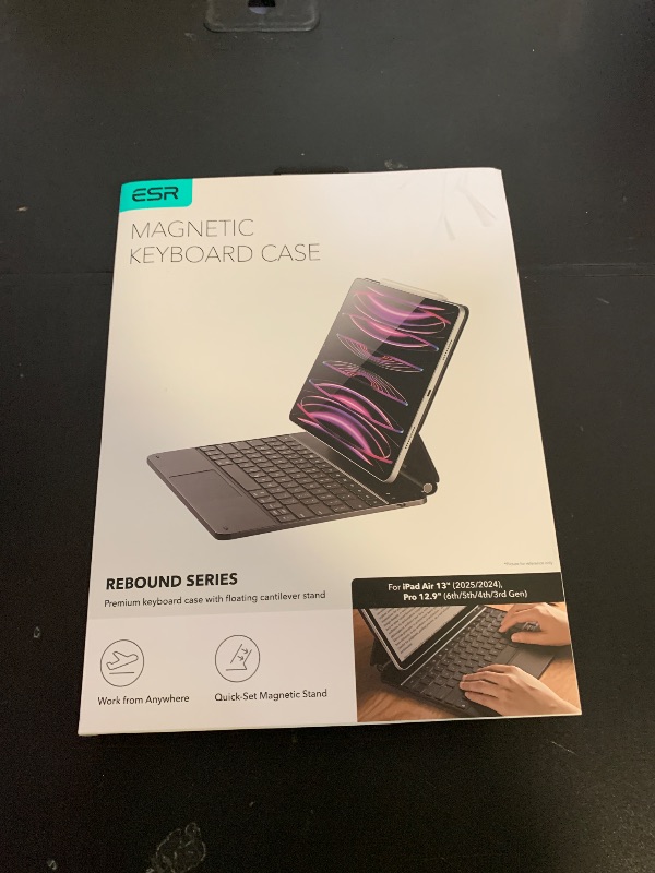 Photo 1 of ESR iPad Air 13 Inch Case Keyboard (M3/M2, 2025/2024) & iPad Pro 12.9 inch (3/4/5/6th Gen) Magic Keyboard, Easy-Set Floating Cantilever Stand, Precision Multi-Touch Trackpad, Rebound Series, Black