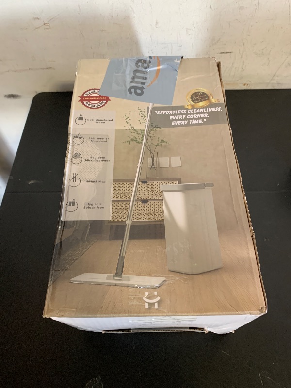 Photo 1 of PROHOME Mop and Bucket Set for Home, Hands-Free White Flat Squeeze Mop and Bucket System,Floor/Wall Cleaner with Long Handle, Wet/Dry Use (Mop and Buckets Set with 6 Pads)
