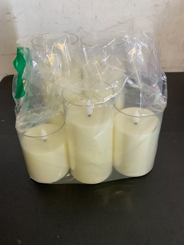 Photo 1 of Fo32won Ivory White LED Flameless Pillar Candles Battery Operated with Remote and Timer, Pack of 5 (D 3"×H 4" 5" 6" 8" 8") Decorative Plexiglass Flickering Candles with 3D Flame