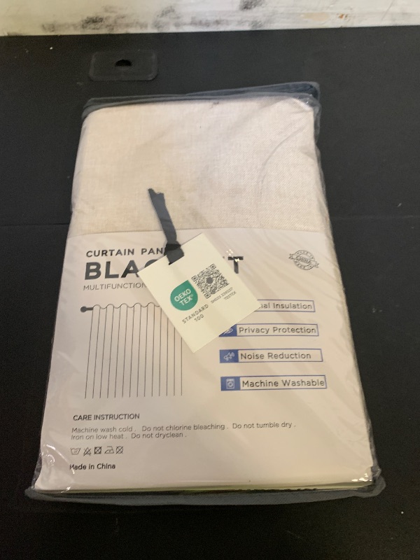 Photo 1 of 100% Blackout Shield Linen Blackout Curtains for Bedroom 84 Inches Long, Back Tab/Rod Pocket Living Room Drapes, Thermal Insulated Blackout Curtains 2 Panels Set, 50" W x 84" L, Cream