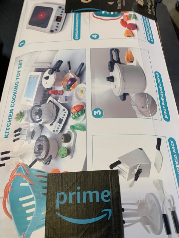 Photo 1 of CUTE STONE Pretend Play Kitchen Toy with Cookware Steam Pressure Pot and Electronic Induction Cooktop, Cooking Utensils, Toy Cutlery, Cut Play Food, Shopping Basket Learning Toy for Girls Boys