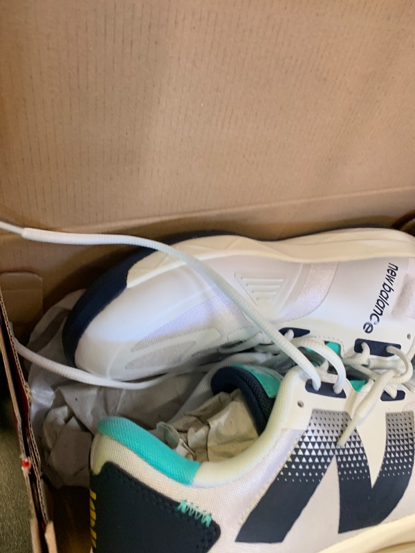 Photo 1 of New Balance Men's FuelCell 796 V4 Tennis Shoe, White/Nb Navy/Cyber Jade, 10 Wide