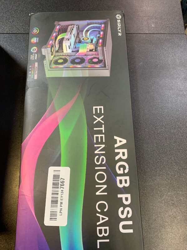 Photo 1 of Sirlyr RGB PSU Cable Extension with ARGB LED Stripes and PVC Sleeved Extend Cable - 16AWG 24 Pin ATX Dual 8 Pin PCIE Set