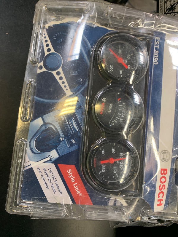 Photo 1 of Bosch SP0F000037 Style Line 1-1/2" Mini Triple Gauge Kit (Black Dial Face, Black Bezel)