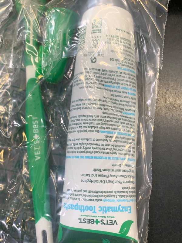 Photo 1 of Vet's Best Dog Toothpaste & Dog Toothbrush, Dental Kit, Plaque Remover for Teeth, Whitens Teeth, Freshens Canine Breath, Veterinarian Formula, Finger Toothbrush Included