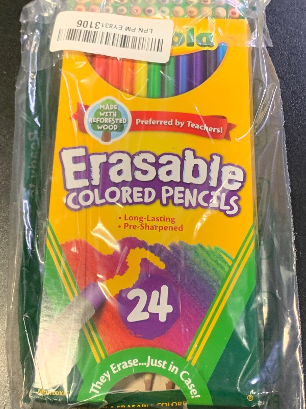 Photo 1 of Crayola Erasable Colored Pencils (24ct), Assorted Kids Colored Pencils for Coloring Books, Back to School Essentials, Coloring Supplies for Classrooms, 6+