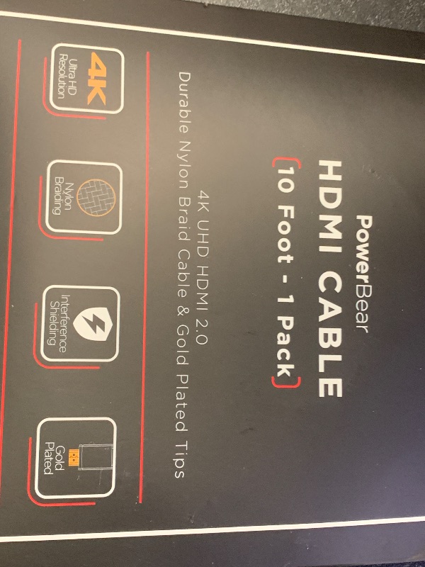 Photo 1 of PowerBear 4K HDMI Cable 10 ft | High Speed Hdmi Cables, Braided Nylon & Gold Connectors, 4K @ 60Hz, Ultra HD, 2K, 1080P, ARC & CL3 Rated | for Laptop, Monitor, PS5, PS4, Xbox One, Fire TV, & More
