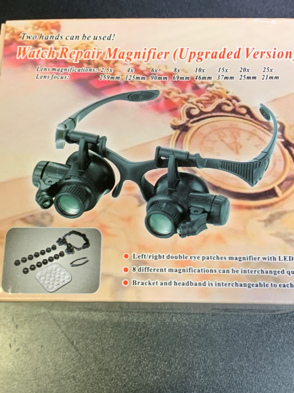 Photo 1 of Magnifying Glasses with LED Light, LXIANGN Jeweler Loupe Watch Repair Magnifier with 8 Interchangeable Lens-2.5X 4X 6X 8X 10x 15x 20x 25x for Close Work,Not for Reading