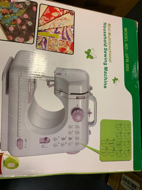 Photo 1 of Sewing Machine for Beginners with 12 Built-in Stitches, Mini Sewing Machine with Foot Pedal, High-Low Speeds, Portable and Sewing Enthusiasts (505)