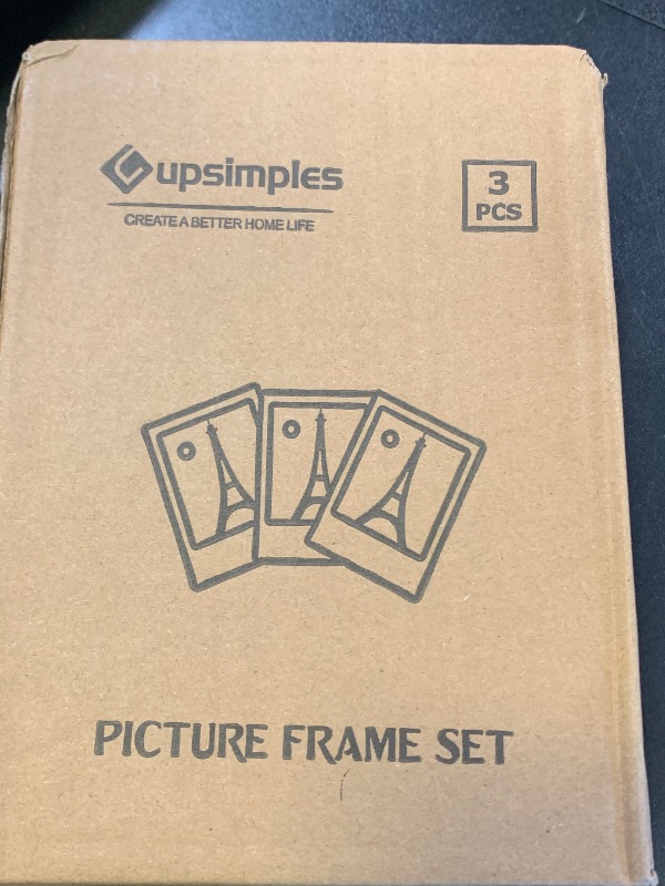 Photo 1 of upsimples 5x7 Picture Frame Set of 3, Made of High Definition Glass for 5 x 7 Black Frames, Wall and Tabletop Display Thin Border Photo Frame for Home Décor