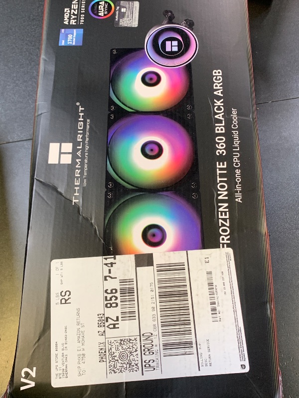 Photo 1 of Thermalright Frozen Notte 360 Black ARGB V2 Water Cooling CPU Cooler, 360 Black CPU Cooler Specifications, 3×120mm PWM Fans, S-FDB Bearings, Suitable for AMD/AM4, Intel LGA 1700/1150/1151/1200/2011