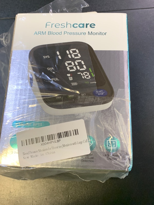 Photo 1 of Blood Pressure Monitor, Automatic Digital Upper Arm Blood Pressure Machine with Adjustable Large Cuff, Hypertension Detector - LED Display 2 Users 240 Sets Memory
