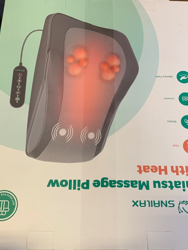 Photo 1 of Snailax Back Massager for Back Pain Deep Tissue, Shiatsu Neck Back Massager with Heat, 3D Kneading Chair Massage Pillow, Neck Shoulder Massage, Gifts for Mom, Dad, Women