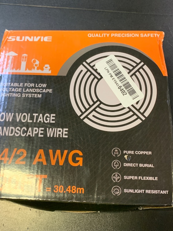 Photo 1 of SUNVIE 100FT 14 Gauge Low Voltage Wire 14/2 Low Voltage Landscape Wire, 14 Gauge Stranded Copper Wire Direct Burial Lamp Wire 14 AWG 2 Conductor Electric Wire for Landscape Lighting, ETL Listed