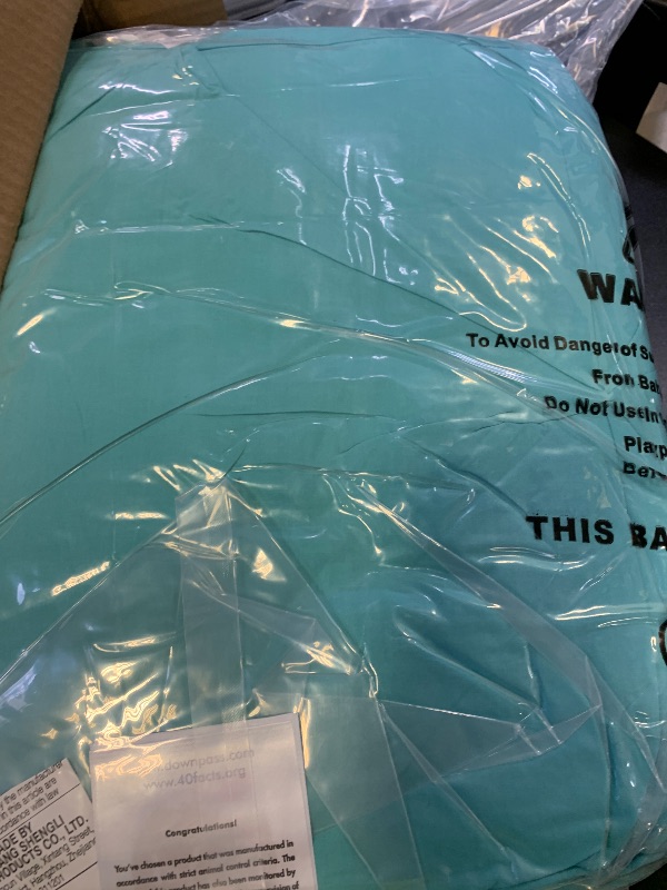 Photo 1 of Three Geese Pinch Pleat Waterfowl Feathers and Down Comforter Twin Size Duvet Insert,750+ Fill Power,1200TC 100% Cotton, Premium All Seasons Aqua-Sky Warm Hotel Comforter with 8 Tabs.