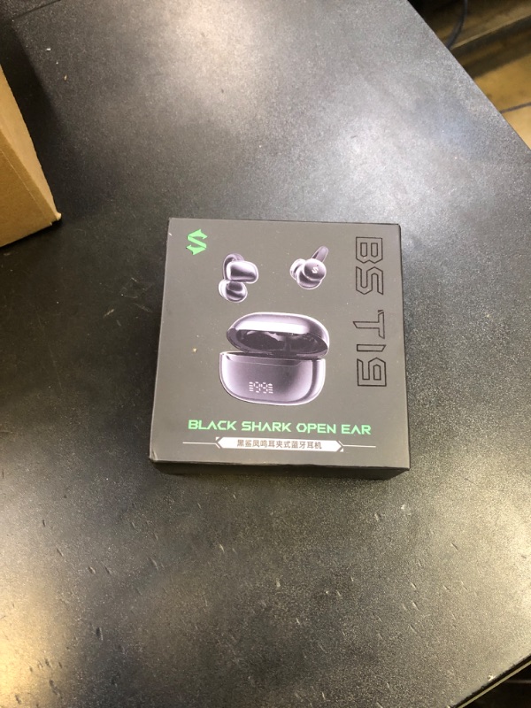 Photo 1 of Black Shark Clip-On Earbuds, Open Ear Earbuds, Music and Game Dual Modes, 5g Lightweight & Digital Display Design, DNN Clear Calls, 50H Play Time, Comfort Fit for Sports, Running, Workout