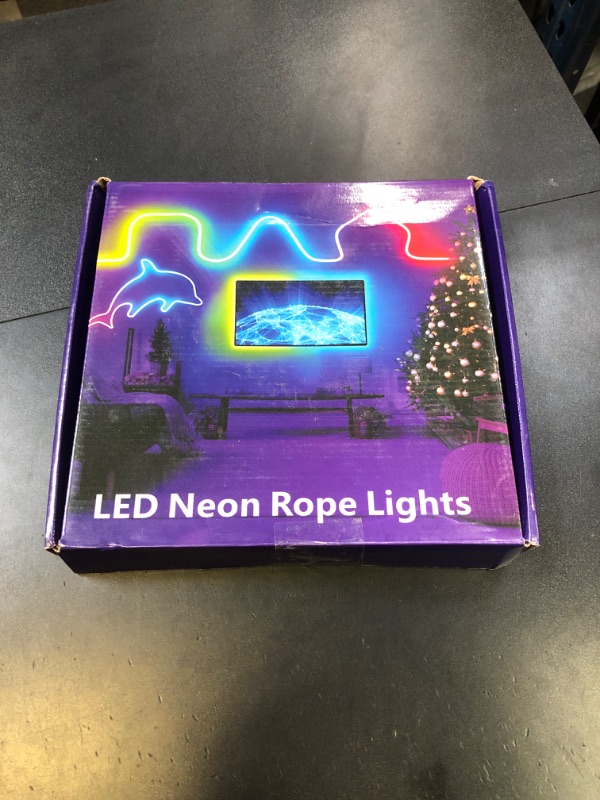 Photo 1 of vimeepro 50Ft Led neon Rope Lights Music Sync IP65 Waterproof Flexible Led Rope Lights 40Key Remote/APP Control,Outdoor RGB Neon Lights, DIY Wall Decor Led Neon Strip Lights for Bedroom Indoor.