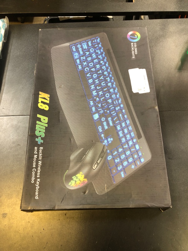 Photo 1 of Wireless Keyboard and Mouse Backlits, Wrist Rest, LED Mouse, Rechargeable Ergonomic Keyboard with Phone Holder, Silent Light Up Combo for Computer, Mac, PC, Laptop, Chromebook (Black Large Print)