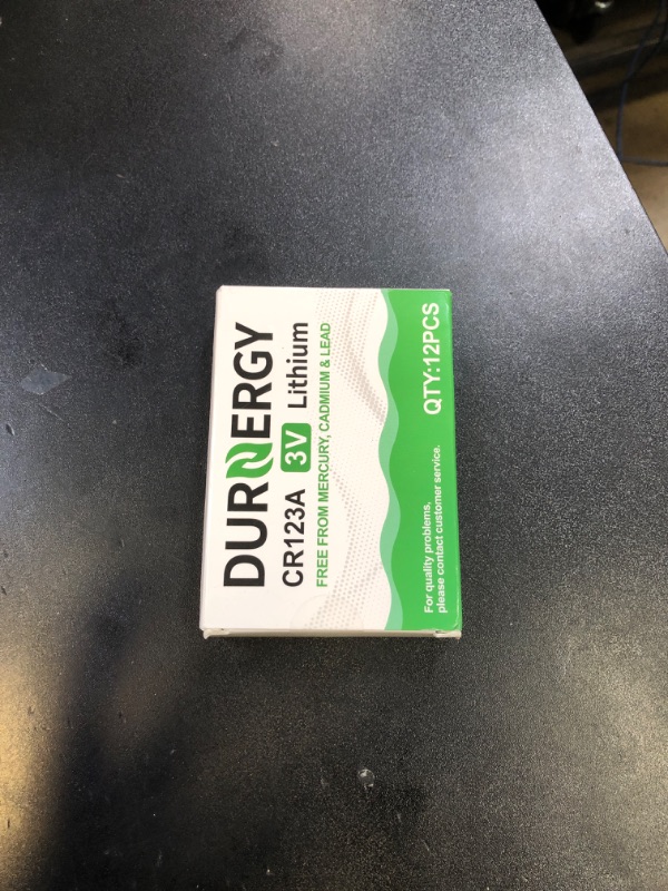Photo 1 of DURNERGY CR123A Lithium Batteries 12 Pack 3 Volt 10 Year Shelf Life High Power 123A Battery Compatible with CR17345, CR17335