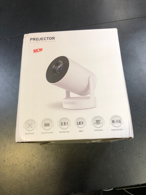 Photo 1 of ?Electric Focus?Mini Portable Projector with 4K Support, Bluetooth 5.4 WIFI6, 5watt Sound Base Speaker, 260 ANSI, Android 11, 210° Rotation , Auto Keystone Correction Video Projector HY300 PLUS