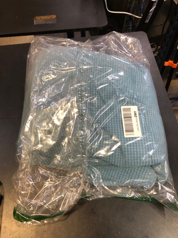 Photo 1 of H.VERSAILTEX Armless Futon Cover Stretch Sofa Bed Slipcover Protector Elastic Feature Rich Textured High Spandex Small Checks Jacquard Fabric Futon Cover, Machine Washable, Dusty Blue