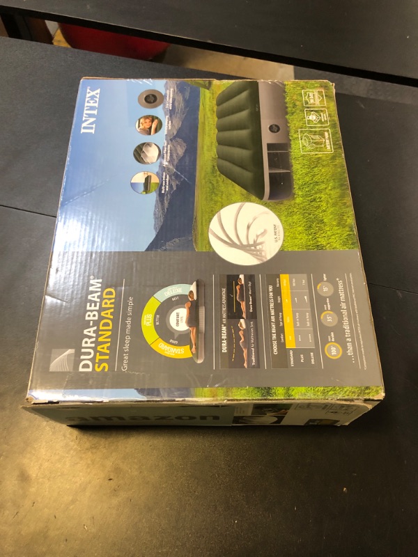 Photo 1 of Intex 64777E Dura-Beam Standard Prestige Air Mattress: Fiber-Tech - Twin Size - Hand-Held Battery Pump - 10in Bed Height - 300lb Weight Capacity