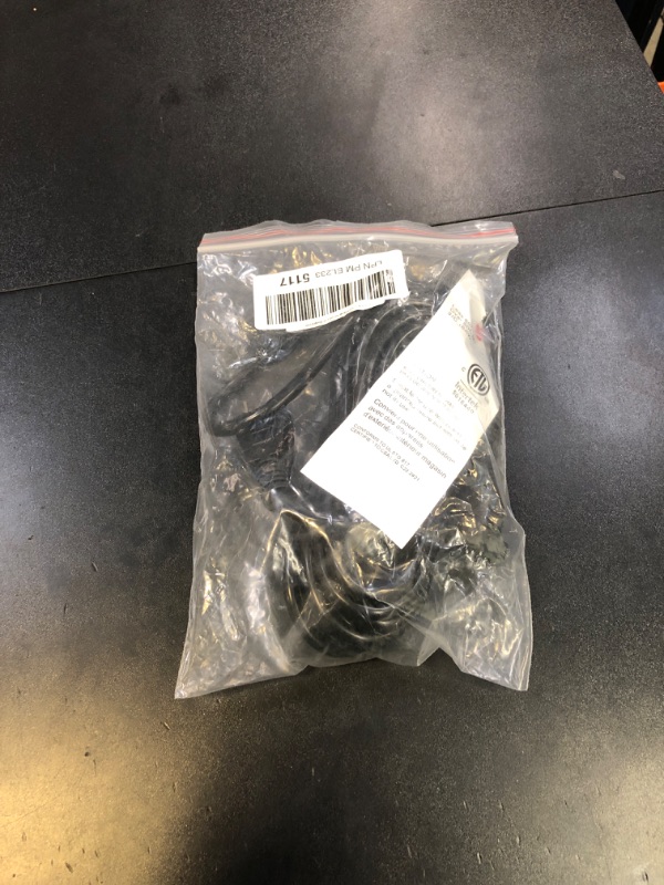Photo 1 of 16/3 Black 20 FT Extension Cord, Indoor Extension Cord for Laptops, Coffee Makers, Office Home Appliances, 3 Prong Resistant Cable Flexible, 13A 125V 1625W ETL Listed