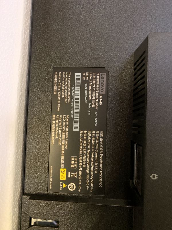 Photo 1 of Lenovo D24-40 Monitor, 23.8" FHD Display, Tilt Stand, HDMI and VGA Ports, 75Hz Refresh Rate, AMD FreeSync, 250 nits, Raven Black