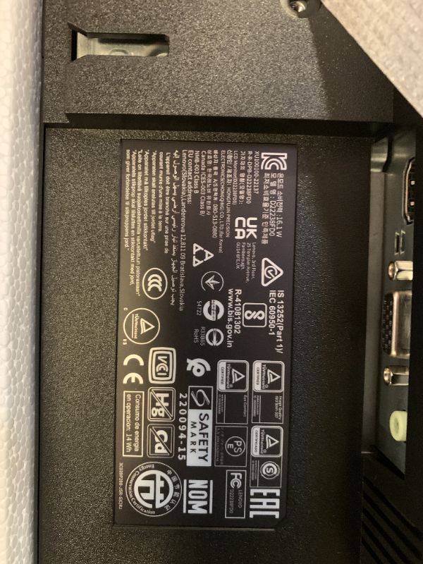 Photo 1 of Lenovo D24-40 Monitor, 23.8" FHD Display, Tilt Stand, HDMI and VGA Ports, 75Hz Refresh Rate, AMD FreeSync, 250 nits, Raven Black