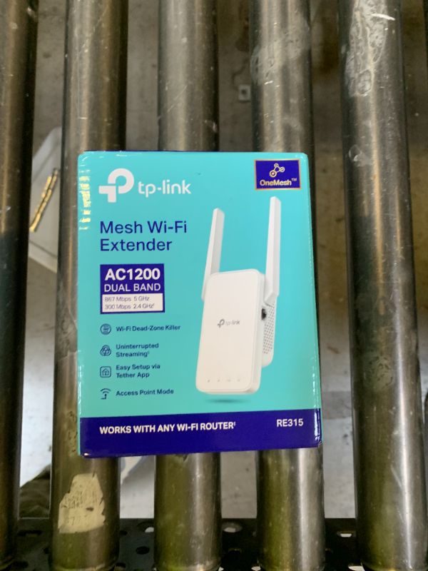 Photo 1 of TP-Link AC1200 WiFi Extender, 2025 Wirecutter Best WiFi Extender, 1.2Gbps Home Signal Booster, Dual Band 5GHz/2.4GHz, Up to 1600 Sq.ft and 32 Devices, EasyMesh Compatible, One Ethernet Port (RE315)