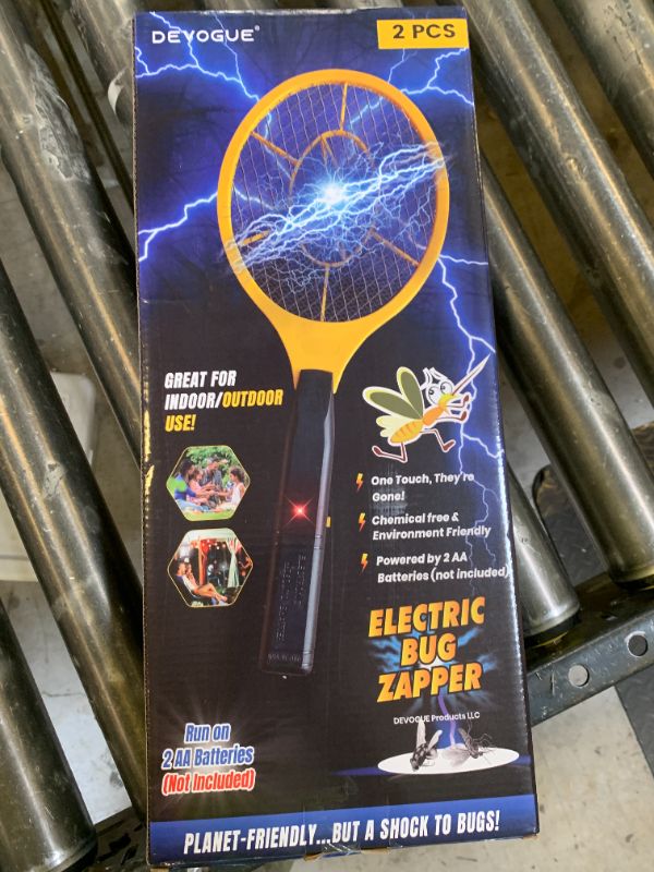 Photo 1 of DEVOGUE® Pack of 2 Electric Fly Swatter Bug Zapper Battery Operated Flies Killer Indoor & Outdoor Pest Control Mosquito Zapper and Insect Catcher Racket (Packing May Vary)