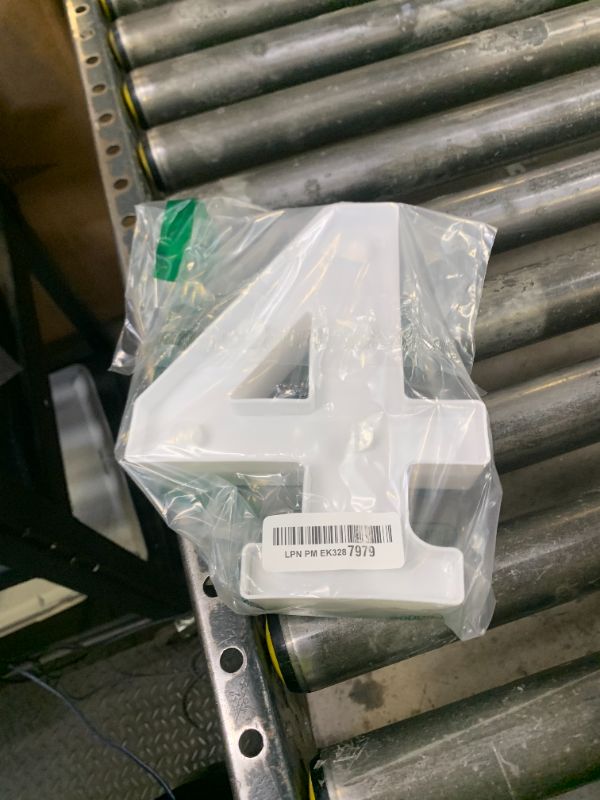 Photo 1 of Decorative Led Light Up Number Letters, White Plastic Marquee Number Lights Sign Party Wedding Decor Battery Operated Number (4)