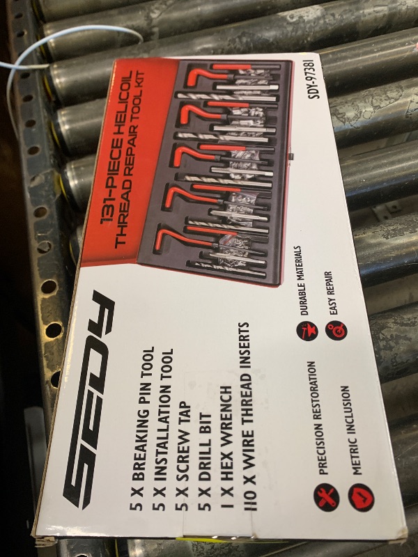 Photo 1 of Metric Helicoil Thread Repair Kit: 131-Piece Heli Coil HSS Drills Inserts Taps & Tools M5 M6 M8 M10 M12 Automotive Engine Spark Plug Cylinder Insertion Rethreading Tools Universal Rethread Restorer