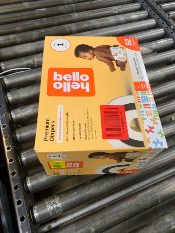 Photo 1 of Hello Bello Premium Diapers Size 1, Balloon Buddies & Crosshatch Cuties Designs, 82ct Club Box