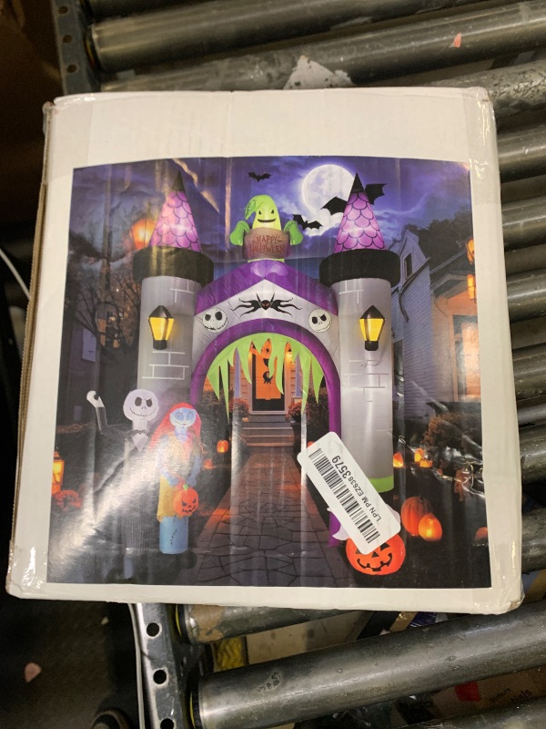 Photo 1 of Inflatable Archway Halloween Outdoor Decoration –12FT Blow Up Arch with LED Light for Yard, Entryway, Haunted House, Pumpkin Tunnel, Witch & Skull Arch (Inflatable Archway Halloween)