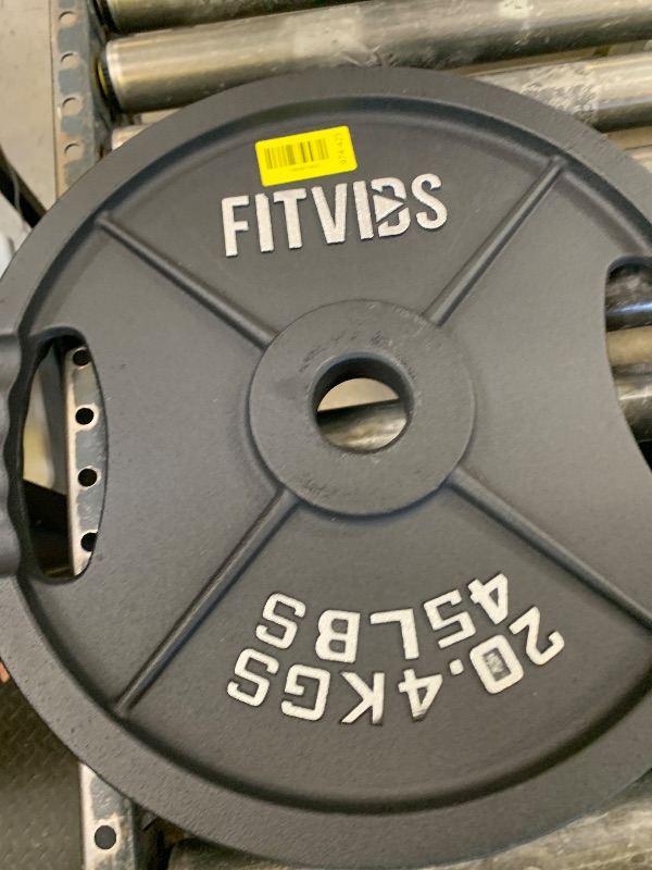 Photo 1 of Fitvids Olympic Cast Iron 2-Inch Weight Plate for Strength Training & Weightlifting, Multiple Weights Available, 45LB (Pair)