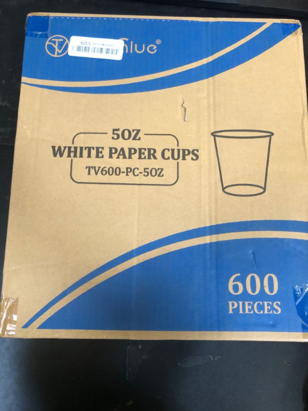 Photo 1 of TV TOPVALUE 600 Pack 5 oz Paper Cups, Disposable Bathroom Mouthwash White Hot Drinking Cups for Home, School and Office