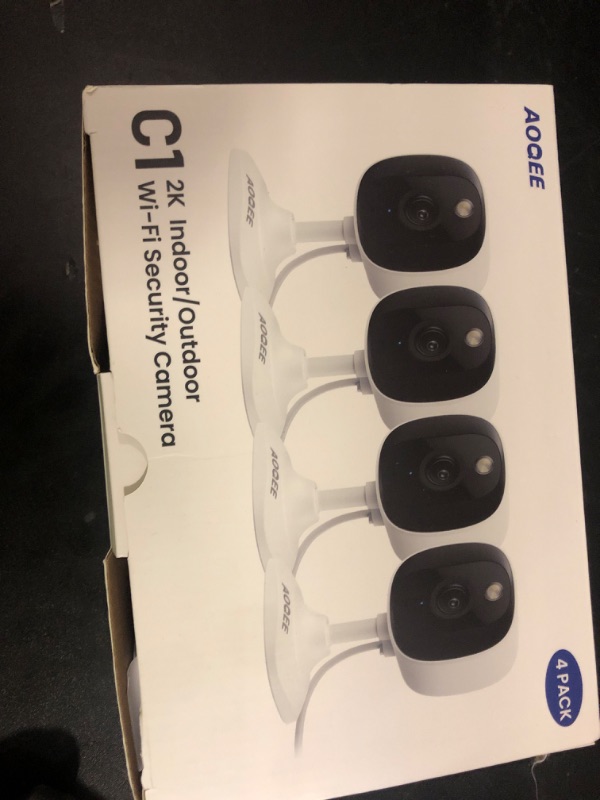Photo 1 of AOQEE 2K Cameras for Home Security-Outdoor/Indoor Camera for Dog/Cat/Pet/Nanny/Baby, Color Night Vision, White Light, Siren, 24/7 SD Recordings, Works with Alexa/Google Home, C1 (C1-White-4pack-2.4G)