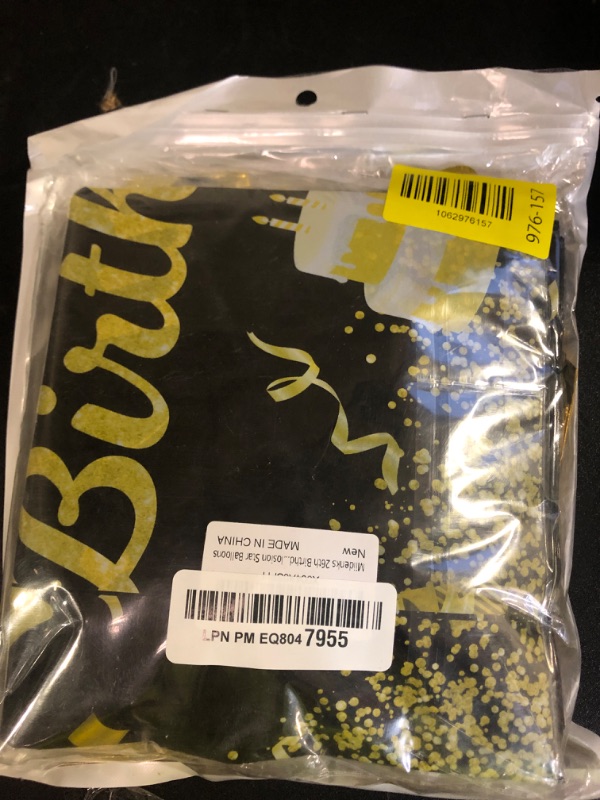 Photo 1 of Miidenks 26th Birthday Decorations for Men, 26 Birthday Decorations Include Black and Gold Backdrop Banner, Tablecloth, Gold 26 Number Balloons, Explosion Star Balloons