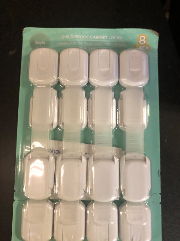 Photo 1 of SKYLA HOMES Baby Locks (8-Pack) Child Safety Cabinet Proofing - Safe Quick and Easy 3M Adhesive Cabinet Drawer Door Latches No Screws & Magnets Multi-Purpose for Furniture Kitchen Ovens Toilet Seats