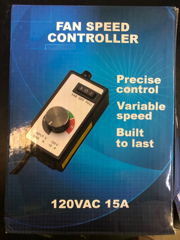 Photo 1 of CDMALL AC Motor Speed Controller 120V 15A Max Electronic Fan Speed Controller Variable Adjuster for Hydroponics Inline Duct Exhaust Ceiling Fans with 6' Long Cord