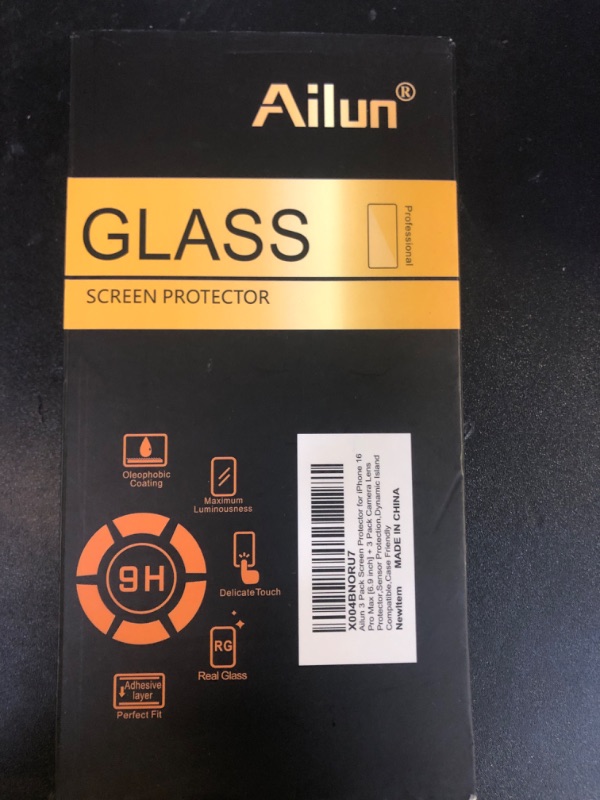 Photo 1 of Ailun 3 Pack Screen Protector for iPhone 16 Pro Max [6.9 inch] + 3 Pack Camera Lens Protector with Installation Frame,Sensor Protection,Dynamic Island Compatible,Case Friendly Tempered Glass Film