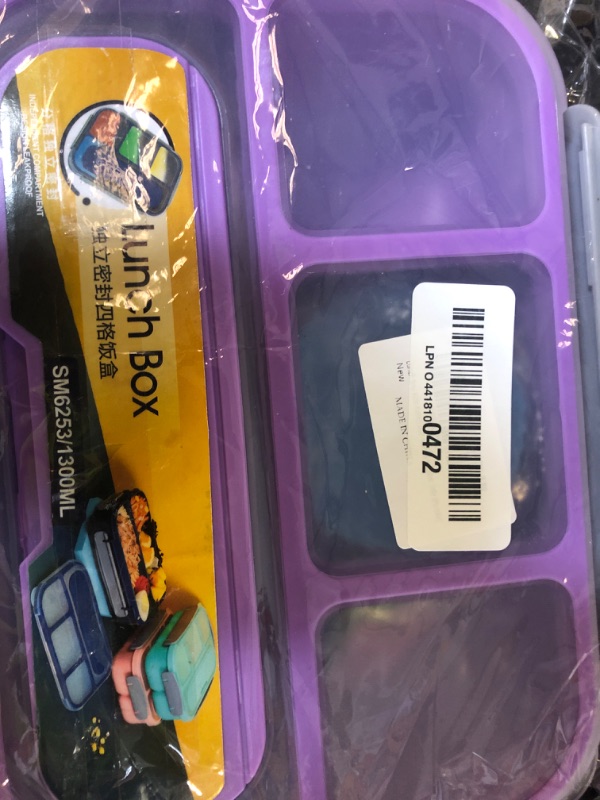 Photo 1 of Bento Box, Lunch Box Kids, 1300ML with 4 Compartment&Food Picks Cake Cups, Containers for Adults/Kids/Toddler, Leak-Proof, Microwave/Dishwasher/Freezer Safe(Purple)