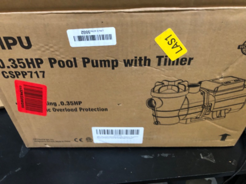Photo 1 of CIPU 0.35HP Pool Pump with Timer 2700GPH 115V Powerful Self Priming Above Ground Swimming Pool Pump with Filter Basket Low Noise for Pools Hot Tub Spa Water Circulation