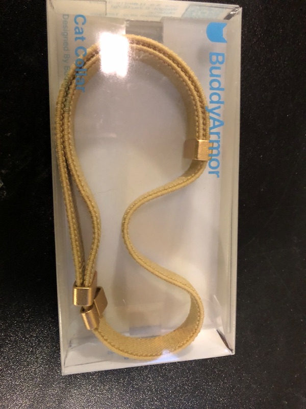 Photo 1 of BuddyArmor Safety Cat Collar - U.S. IDA Gold Awarding Design, Stretch Elastic Quick Release, Non Breakaway - Light Weight for Kitten, Neck Fit 5.9'-11.8' for All Small Large Cat,S(Gold Champagne)