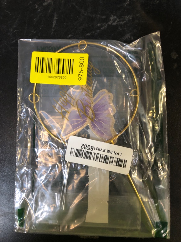 Photo 1 of 10-Pieces Purple Gold Butterfly Cake Toppers Happy Birthday 1-Metal Gold Birthday Cake Butterfly Party Decorations